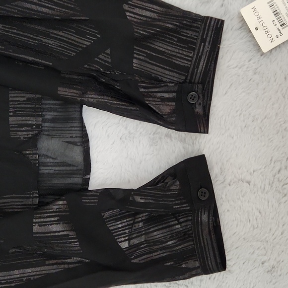 NWT NORDSTROM Trouve womens black sheer long sleeved blouse size M - Picture 10 of 10